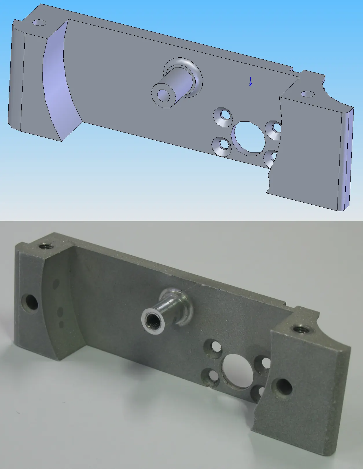 CAD-модель и изготовленная деталь